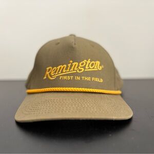 Remington Olive Green Cap with Yellow Embroidery and Rope Snap Back Hat